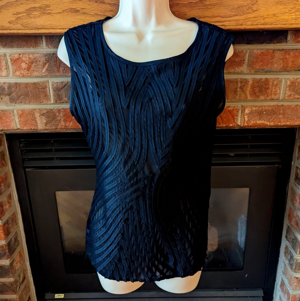 Ika brand black semi sheer sleeveless blouse size medium